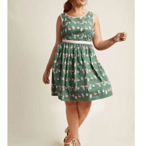 Modcloth Teal Patterned Midi Dress